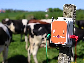 FenceAlarm von Luda.Fram in Weide am Masten montiert.