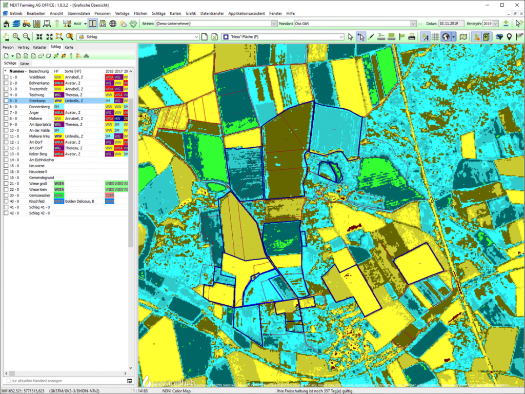 Screenshot des Moduls GIS der NEXT Farming Software AG Office.