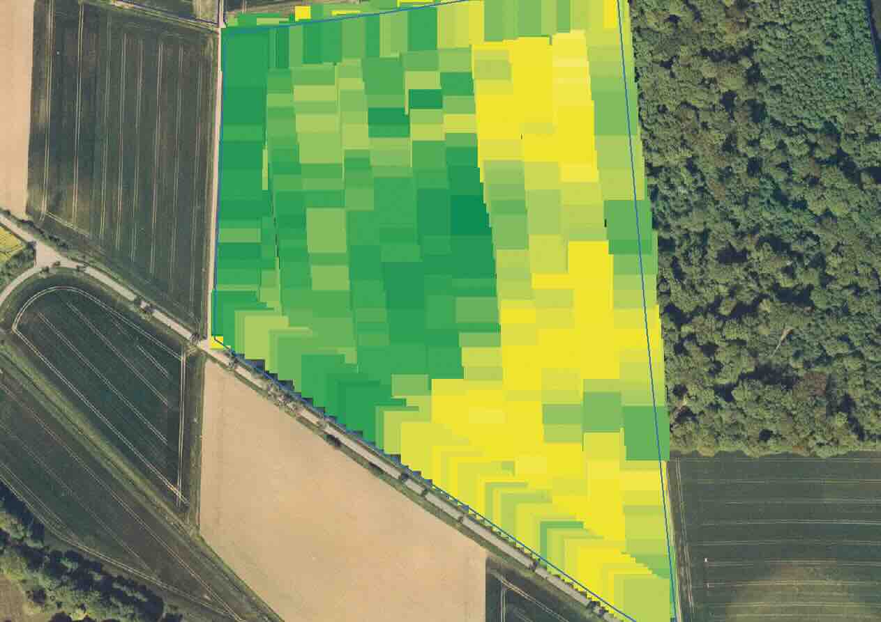 NDVI térkép egy szántóföldi tábláról